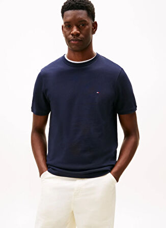 Tommy Hilfiger Bisiklet Yaka Mavi Erkek T-Shirt MW0MW41498DW5_RWB PIQUE TEE