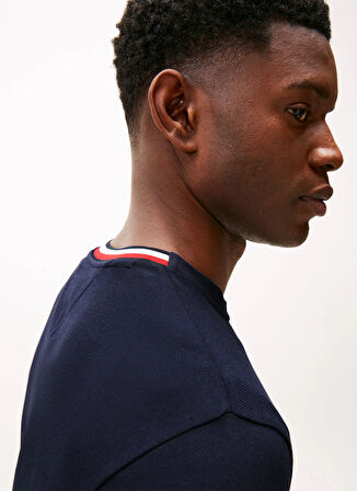 Tommy Hilfiger Bisiklet Yaka Mavi Erkek T-Shirt MW0MW41498DW5_RWB PIQUE TEE