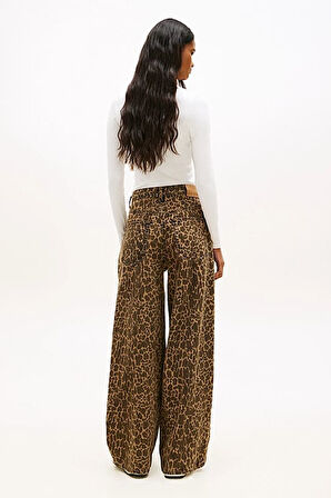 Kadın Charlie Loose Wide Leg Leopar Desenli Jean Pantolon - Çok Renkli | 29/30