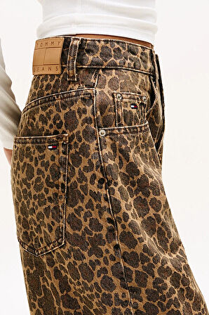 Kadın Charlie Loose Wide Leg Leopar Desenli Jean Pantolon - Çok Renkli | 29/30