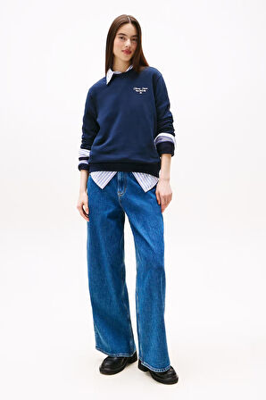 Kadın Regular Fit Nakış Logolu Sweatshirt - Lacivert | XS