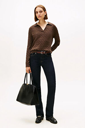 Kadın İspanyol Paça Jean Pantolon - Koyu Lacivert | 31/30