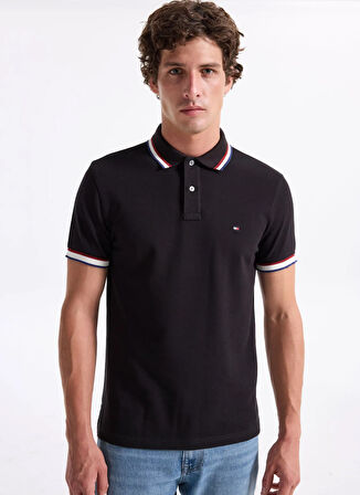 Tommy Hilfiger Siyah Erkek Polo T-Shirt MW0MW40308BDS_CUFF INTEREST SLIM FI
