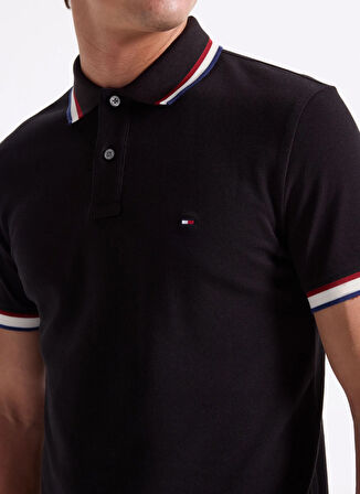 Tommy Hilfiger Siyah Erkek Polo T-Shirt MW0MW40308BDS_CUFF INTEREST SLIM FI