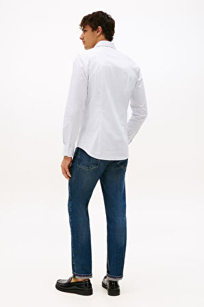 Erkek Slim Fit Çizgili Gömlek - Mavi/Beyaz | 38