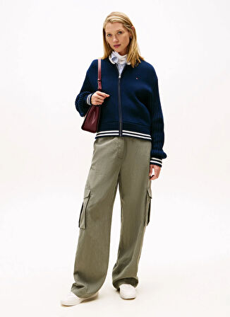 Lacivert Kadın Yuvarlak Standart Hırka WW0WW46415C1G