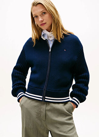 Lacivert Kadın Yuvarlak Standart Hırka WW0WW46415C1G