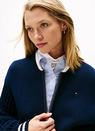 Lacivert Kadın Yuvarlak Standart Hırka WW0WW46415C1G