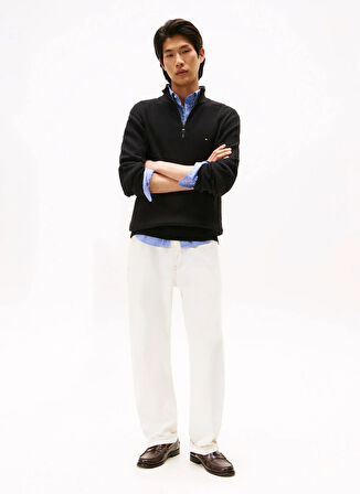 Tommy Hilfiger Bisiklet Yaka Normal Siyah Erkek Kazak MW0MW40448BDS_PIMA CTN CASH STRUCTU