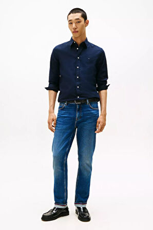 Erkek Slim Fit Flex Poplin Kent Collar Gömlek - Lacivert | XL