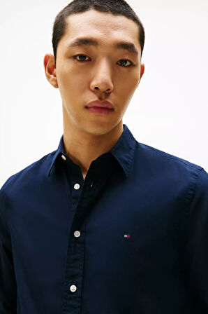 Erkek Slim Fit Flex Poplin Kent Collar Gömlek - Lacivert | XL