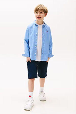 Erkek Çocuk Düğmeli Yaka Oxford Gömlek - Mavi | 7 Yaş