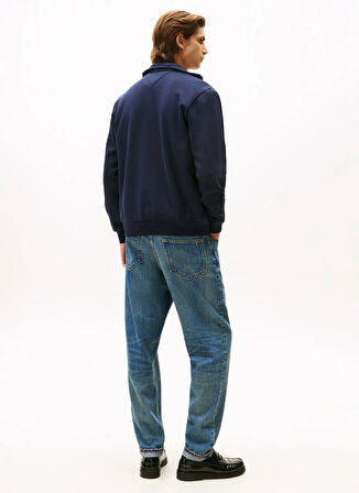 Tommy Hilfiger Dik Yaka Mavi Erkek Sweatshırt MW0MW40481DW5_GLOBAL STRIPE ZIP THR