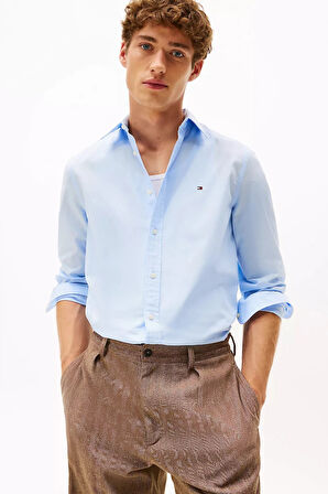 Erkek Slim Fit Flex Poplin Kent Collar Gömlek - Mavi | M