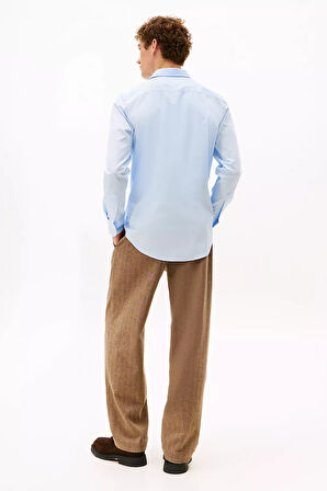 Erkek Slim Fit Flex Poplin Kent Collar Gömlek - Mavi | M