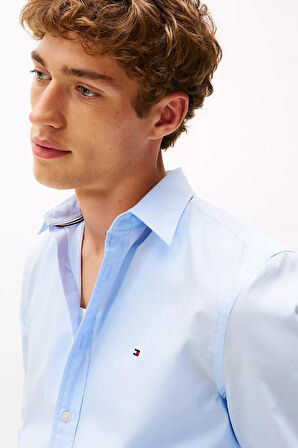 Erkek Slim Fit Flex Poplin Kent Collar Gömlek - Mavi | M
