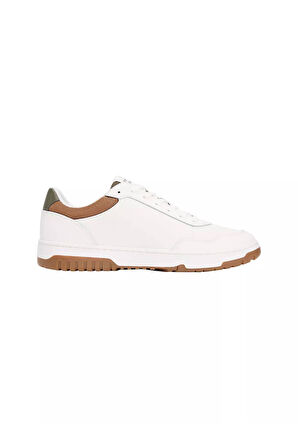 Erkek Renkli Panelli Basketbol Stili Sneaker - Ekru | 41