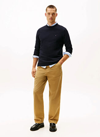 Tommy Hilfiger Bisiklet Yaka Mavi Erkek T-Shirt MW0MW42068DW5_MERCERIZED JACQUARD L