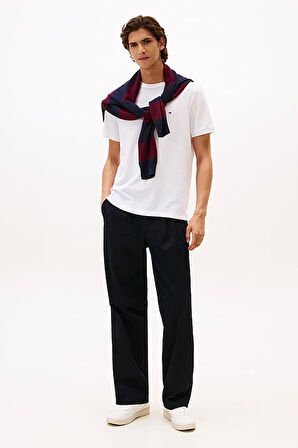 Erkek Regular Fit Pique Kumaş Bisiklet Yaka T-Shirt - Beyaz | XS