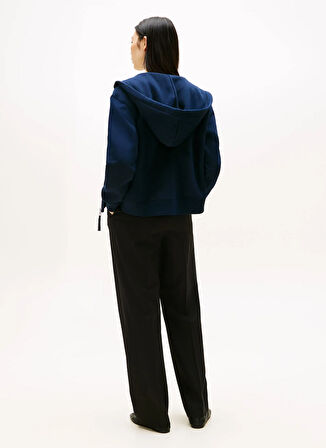 Tommy Hilfiger Kapüşon Yaka Nakışlı Mavi Kadın Sweatshırt WW0WW46126C1G