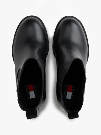 TOMMY HILFIGER Kadın Marka Logolu Yüksek Topuklu Deri Şık Görünüşlü Siyah Bot & Bootie EN0EN02831 BDS