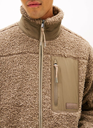 Tommy Hilfiger Dik Yaka Bej Erkek Sweatshırt MW0MW40420AFE_TEDDY FLEECE ZIP THRO