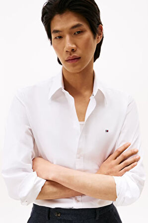 Erkek Poplin Slim Fit Düğmeli Yaka Gömlek - Beyaz | 44