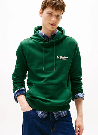 Tommy Hilfiger Kapüşon Yaka Yeşil Erkek Sweatshırt MW0MW40065L6K_HILFIGER HERALD GRAPH