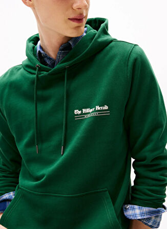 Tommy Hilfiger Kapüşon Yaka Yeşil Erkek Sweatshırt MW0MW40065L6K_HILFIGER HERALD GRAPH