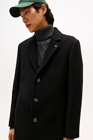 Erkek Klasik Kesim Yün Karışımlı Palto - Siyah | M