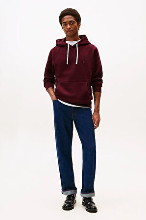 Erkek Regular Fit Kapüşonlu Kanguru Cepli Sweatshirt - Bordo | S