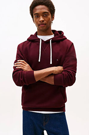 Erkek Regular Fit Kapüşonlu Kanguru Cepli Sweatshirt - Bordo | L
