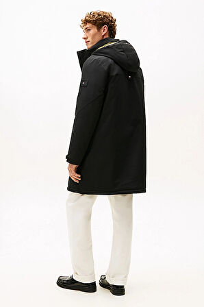 Erkek Regular Fit Kapüşonlu Isı Yalıtımlı Teknik Parka - Siyah | XL