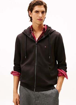 Tommy Hilfiger Dik Yaka Siyah Erkek Sweatshırt MW0MW37243BDS_ESSENTIAL INTECHNO ZI