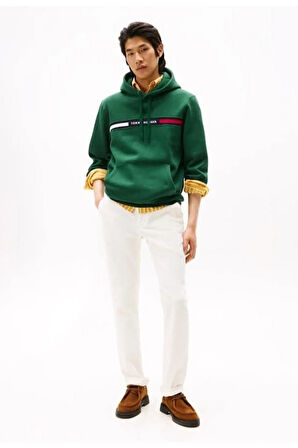 Erkek Th Chest Logo Drawstring Sweatshirt - Yeşil | L