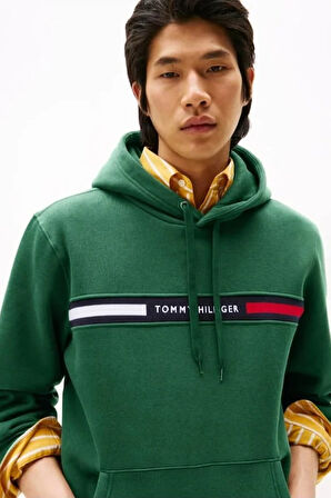 Erkek Th Chest Logo Drawstring Sweatshirt - Yeşil | L