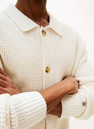 Tommy Hilfiger Bisiklet Yaka Normal Sarı Erkek Kazak MW0MW40910Z00_DC BUTTON UP CARDIGAN