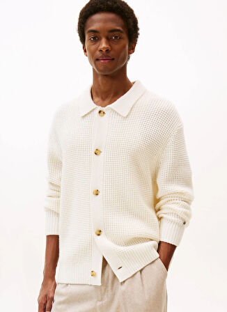 Tommy Hilfiger Bisiklet Yaka Normal Sarı Erkek Kazak MW0MW40910Z00_DC BUTTON UP CARDIGAN