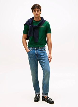 Tommy Hilfiger Bisiklet Yaka Yeşil Erkek T-Shirt MW0MW40008L6K_HILFIGER HERALD BACK