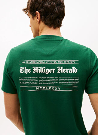 Tommy Hilfiger Bisiklet Yaka Yeşil Erkek T-Shirt MW0MW40008L6K_HILFIGER HERALD BACK