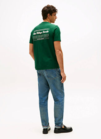 Tommy Hilfiger Bisiklet Yaka Yeşil Erkek T-Shirt MW0MW40008L6K_HILFIGER HERALD BACK