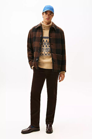 Erkek Denton Düz Paça Kadife Pantolon - Kahverengi | 31/32