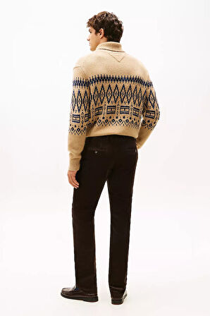 Erkek Denton Düz Paça Kadife Pantolon - Kahverengi | 34/32