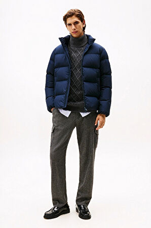 Erkek Regular Fit Dik Yaka Dolgulu Şişme Mont - Lacivert | XS