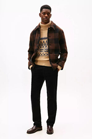 Erkek Denton Düz Paça Kadife Pantolon - Siyah | 33/32