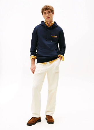 Tommy Hilfiger Kapüşon Yaka Mavi Erkek Sweatshırt MW0MW40065DW5_HILFIGER HERALD GRAPH