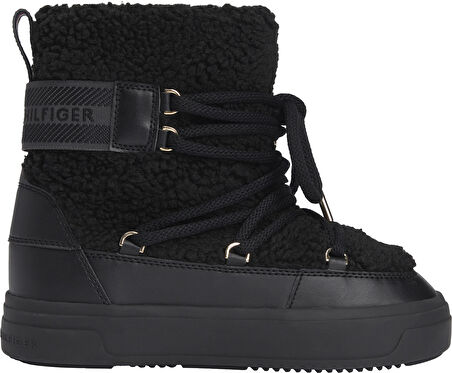 TOMMY HILFIGER Kadın Marka Logolu Şık Görünüşlü Kış Kullanımına Uygun Siyah Bot & Bootie FW0FW08788 BDS