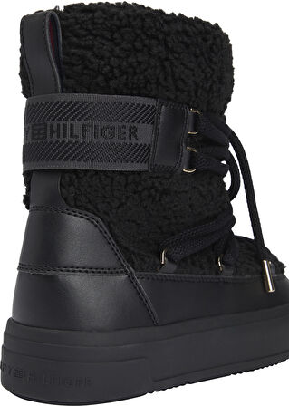 TOMMY HILFIGER Kadın Marka Logolu Şık Görünüşlü Kış Kullanımına Uygun Siyah Bot & Bootie FW0FW08788 BDS