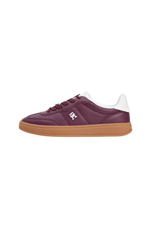 Kadın Kontrast Topuklu Monogram Logolu Sneaker - Bordo | 38