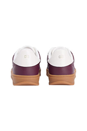 Kadın Kontrast Topuklu Monogram Logolu Sneaker - Bordo | 39